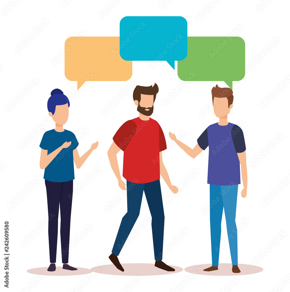 group of people with speech bubble characters group of people with speech bubble characters