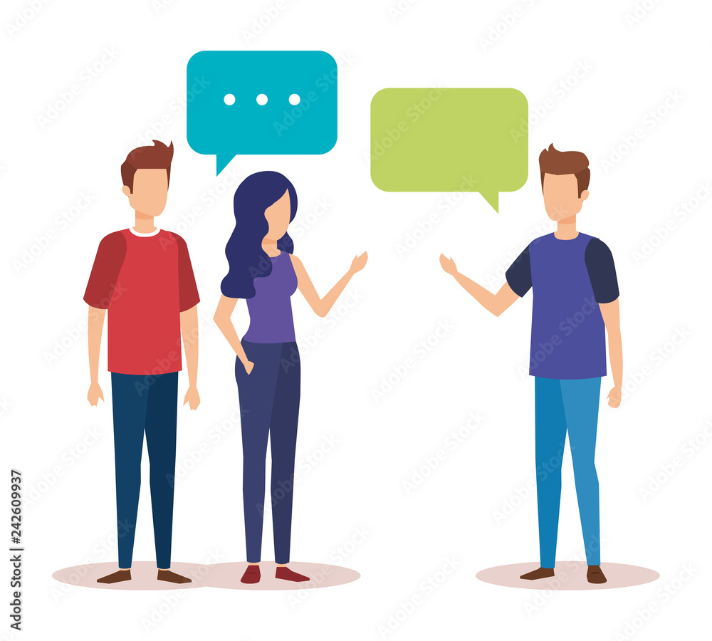 group of people with speech bubble characters group of people with speech bubble characters