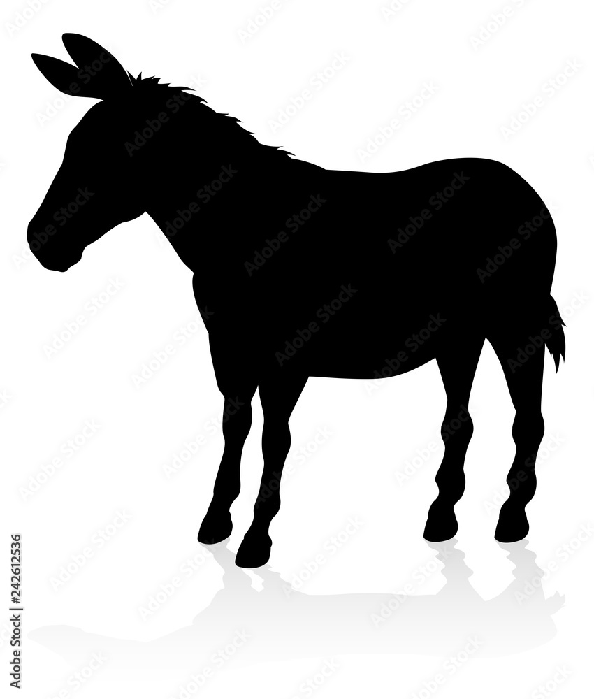 Obraz premium A detailed high quality donkey farm animal silhouette