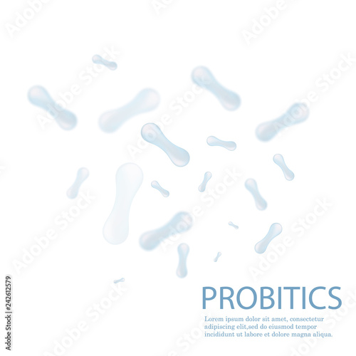 Probiotics Bacteria Vector illustration. Biology, Science background. Microscopic bacteria closeup.