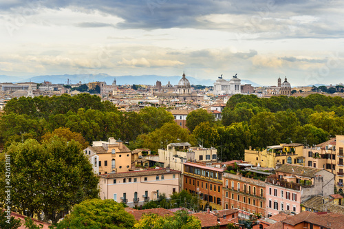 Arial view of Rome city from Janiculum hill  Terrazza del Gianicolo. Rome. Italy