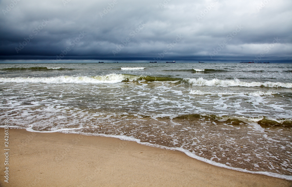 stormy baltic sea with ships stormy baltic sea with ships