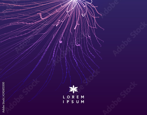 Array with dynamic particles. 3d futuristic technology style. Abstract background. Vector illustration.