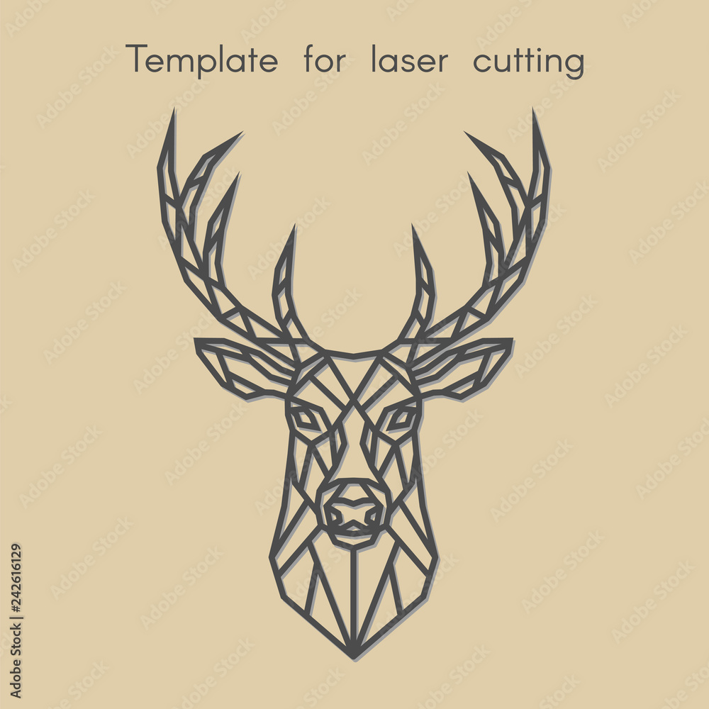 Template animal for laser cutting. Abstract geometric deer for cut. Stencil  for decorative panel of wood, metal, paper. Vector illustration. Stock  Vector | Adobe Stock