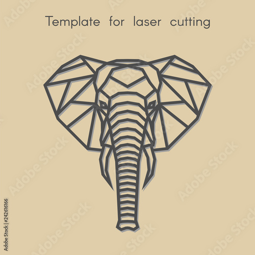 	
Template animal for laser cutting. Abstract geometric elephant for cut. Stencil for decorative panel of wood, metal, paper. Vector illustration.