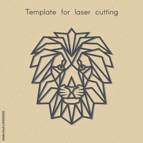 	
Template animal for laser cutting. Abstract geometric lion for cut. Stencil for decorative panel of wood, metal, paper. Vector illustration.
