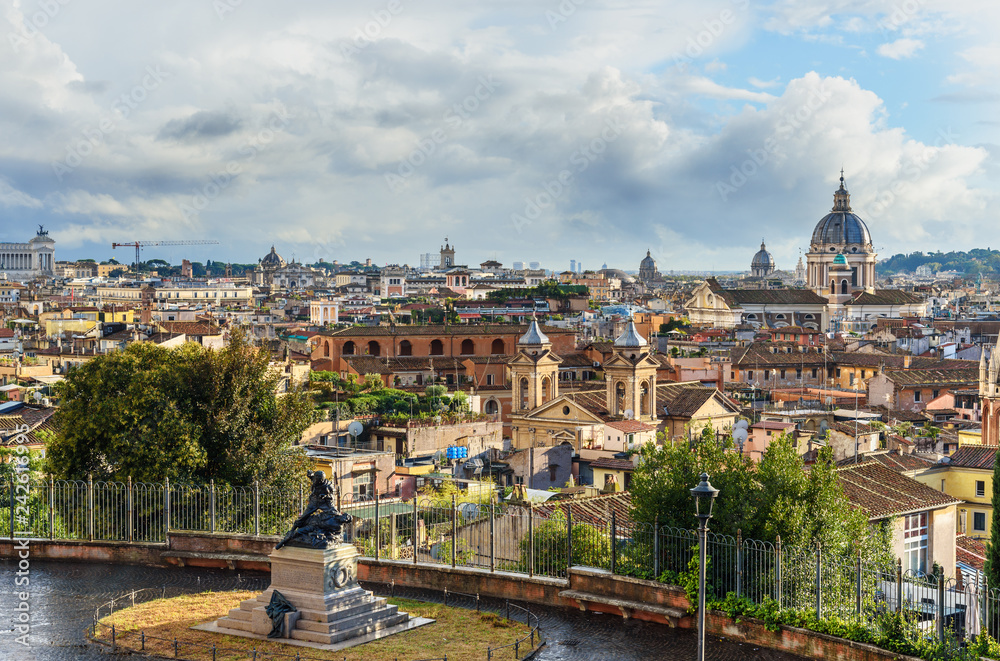 View on Rome from Terrazza Viale del Belvedere. Italy