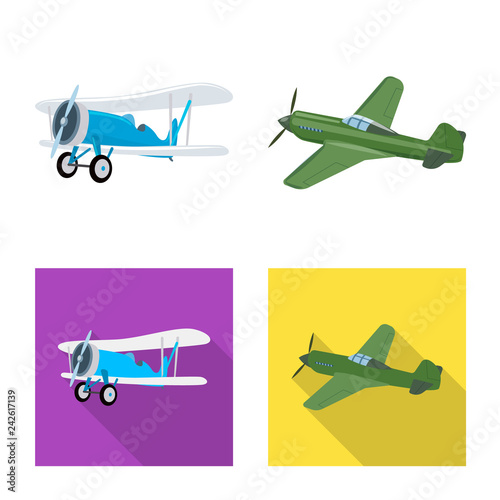 Isolated object of plane and transport logo. Collection of plane and sky stock vector illustration.