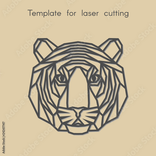 	
Template animal for laser cutting. Abstract geometric moose for cut. Stencil for decorative panel of wood, metal, paper. Vector illustration.