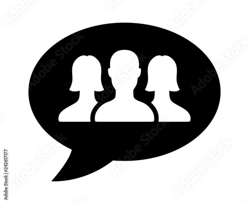 Group chat or chatroom with people / men and women chatting flat vector icon for apps and websites