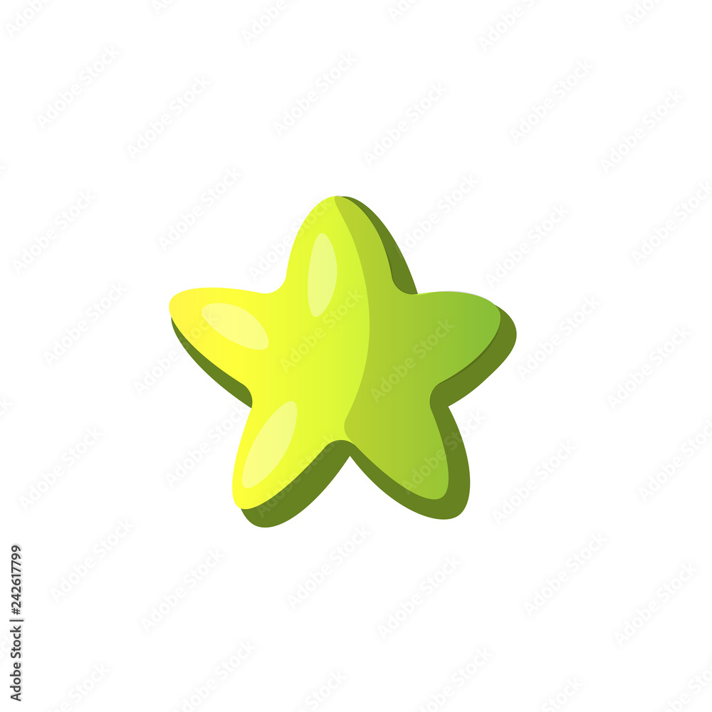 Vector cartoon green star icon. Green cartoon star icon with round soft form Vector cartoon green star icon. Green cartoon star icon with round soft form