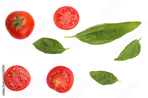 Fototapeta Naklejka Na Ścianę i Meble -  Tomato sliced isolated on white, top view