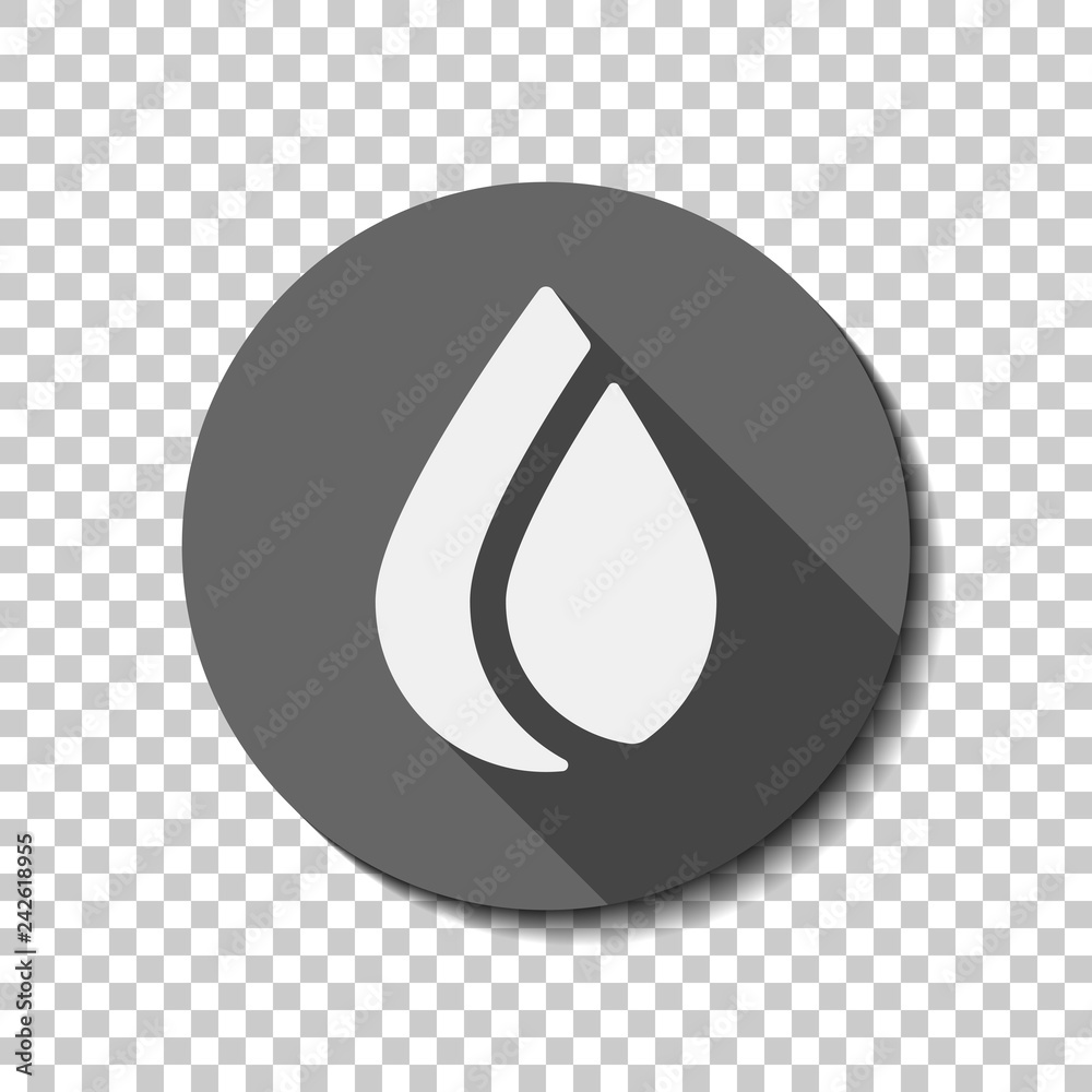 Simple flame. Nature icon. flat icon, long shadow, circle, transparent grid. Badge or sticker style Simple flame. Nature icon. flat icon, long shadow, circle, transparent grid. Badge or sticker style