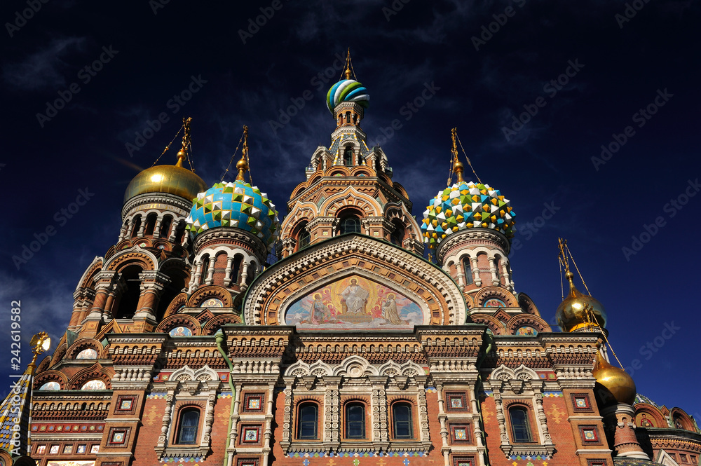 ST. PETERSBURG, RUSSIA - September 13, 2016: Church of the Savior on Spilled Blood (Cathedral of the Resurrection of Christ). One of the main tourist attractions in Saint Petersburg.