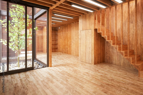Obraz na płótnie Contemporary Eco House Architecture - 3d visualization w salonie