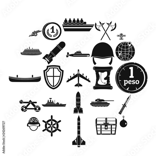 Combative icons set. Simple set of 25 combative vector icons for web isolated on white background