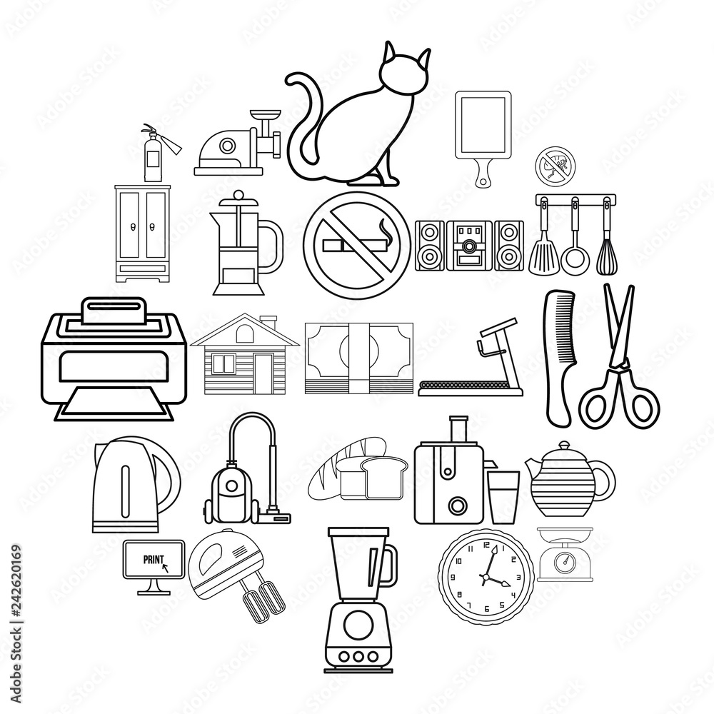 Comfortable icons set. Outline set of 25 comfortable vector icons for web isolated on white background