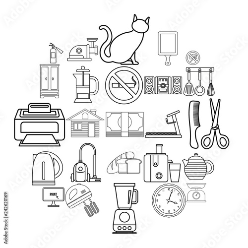 Comfortable icons set. Outline set of 25 comfortable vector icons for web isolated on white background