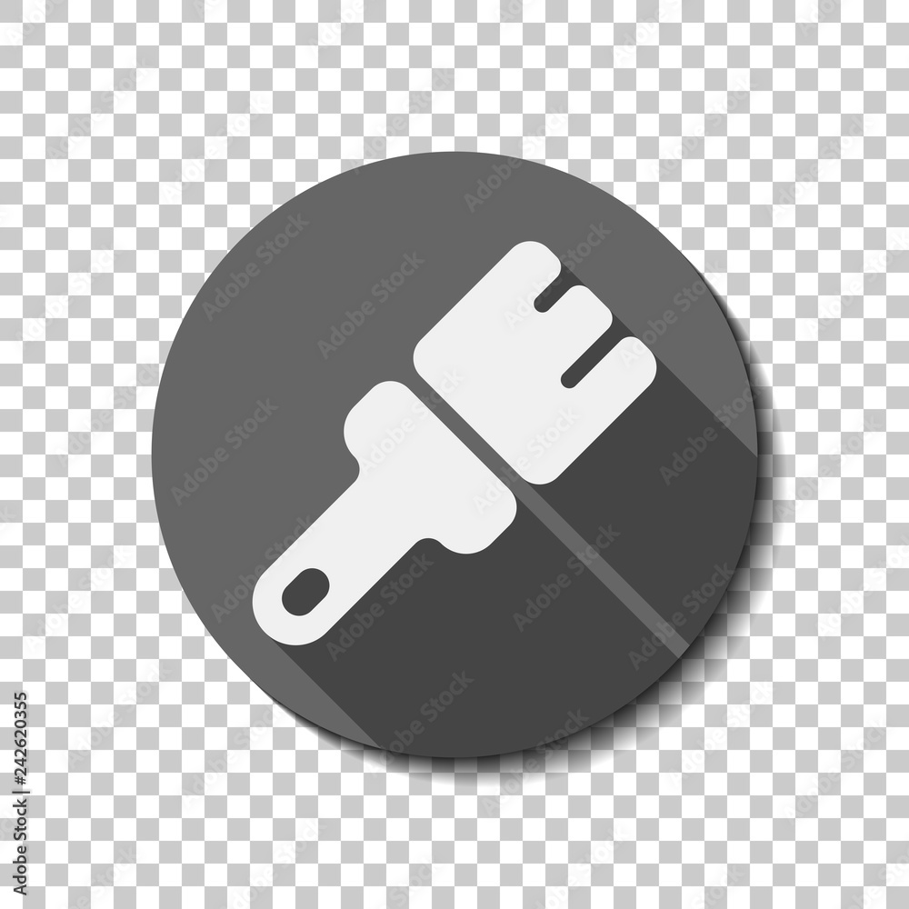 Paint brush, simple icon. flat icon, long shadow, circle, transparent grid. Badge or sticker style Paint brush, simple icon. flat icon, long shadow, circle, transparent grid. Badge or sticker style