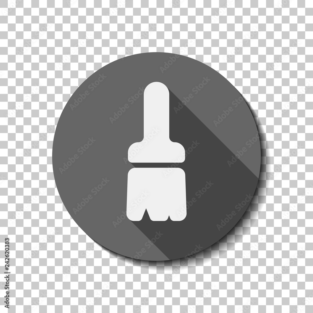 Paint brush, simple icon. flat icon, long shadow, circle, transparent grid. Badge or sticker style Paint brush, simple icon. flat icon, long shadow, circle, transparent grid. Badge or sticker style