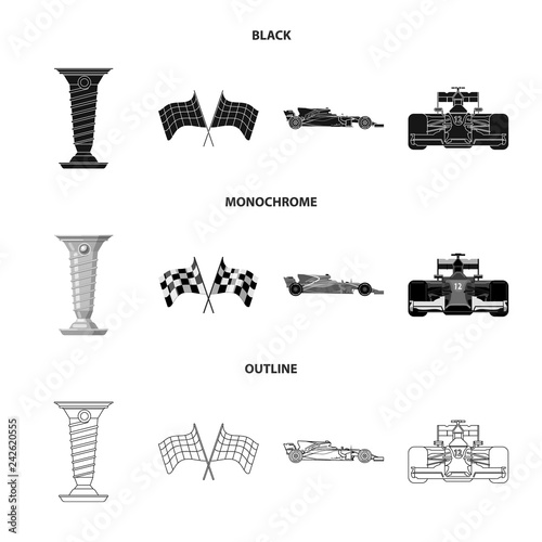 Isolated object of car and rally icon. Set of car and race stock vector illustration.
