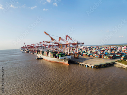 Container terminal handling area,aerial view