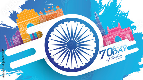 Happy Indian Republic day Vector illustration or background for 26 January celebration poster or banner background Vector