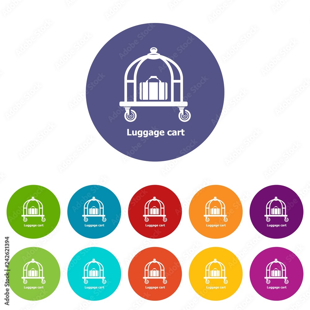 Luggage cart icons color set vector for any web design on white background
