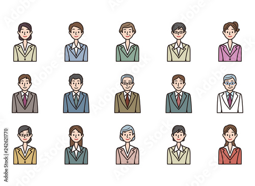 シンプルなビジネススーツの男性女性イラスト 上半身 正面2 Stock Vector Adobe Stock