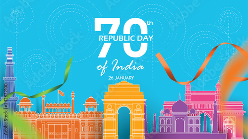 Happy Indian Republic day Vector illustration or background for 26 January celebration poster or banner background Vector