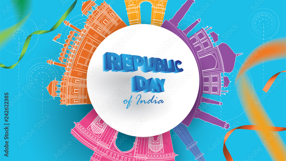 Happy Indian Republic day Vector illustration or background for 26 January celebration poster or banner background Vector