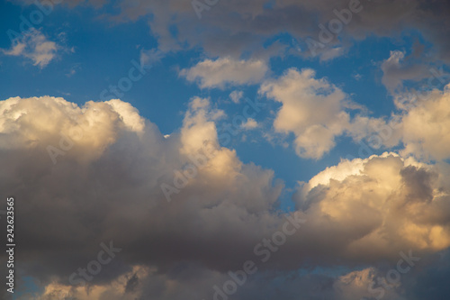 Clouds in the sky at sunset as a background