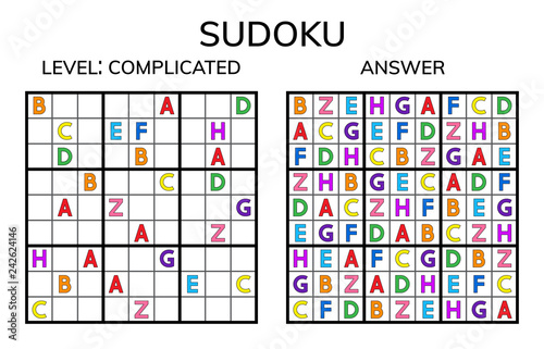 Sudoku. Kids and adult mathematical mosaic. Magic square. Logic puzzle game. Digital rebus.