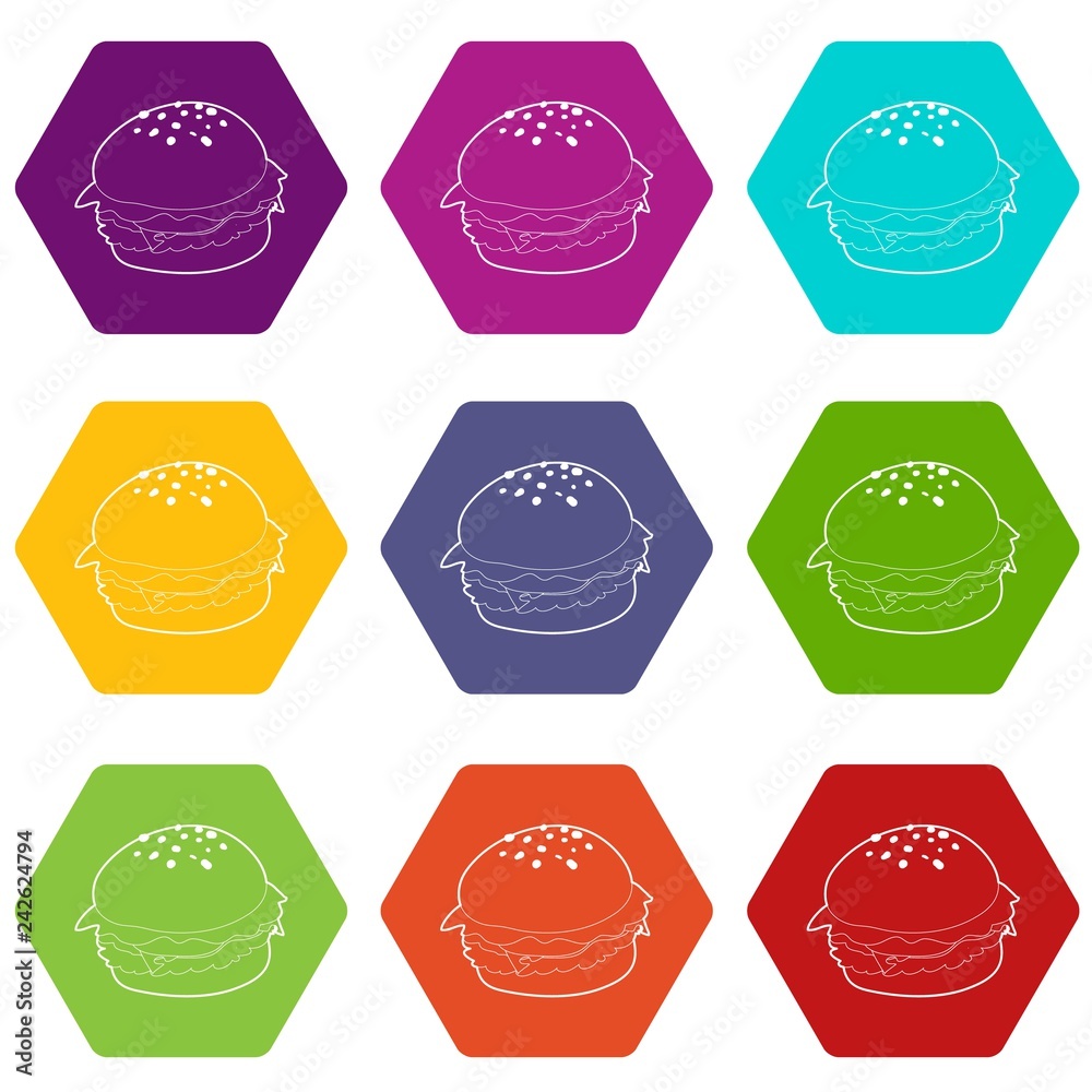 Hamburger icons 9 set coloful isolated on white for web Hamburger icons 9 set coloful isolated on white for web