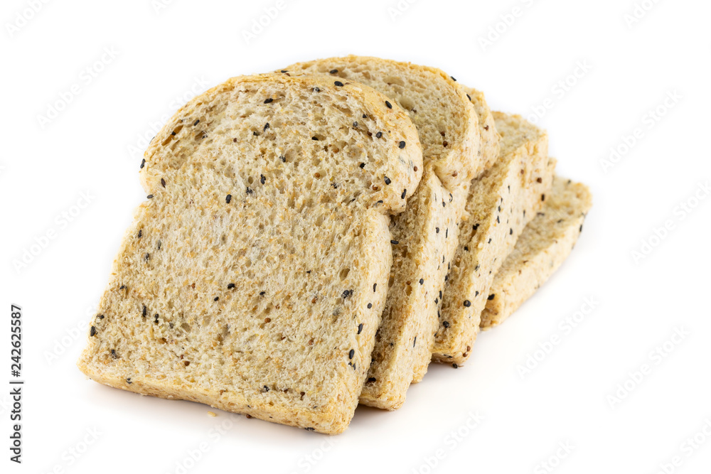 sliced Whole wheat bread isolated on white background