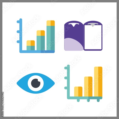 4 visual icon. Vector illustration visual set. bar chart and folder icons for visual works