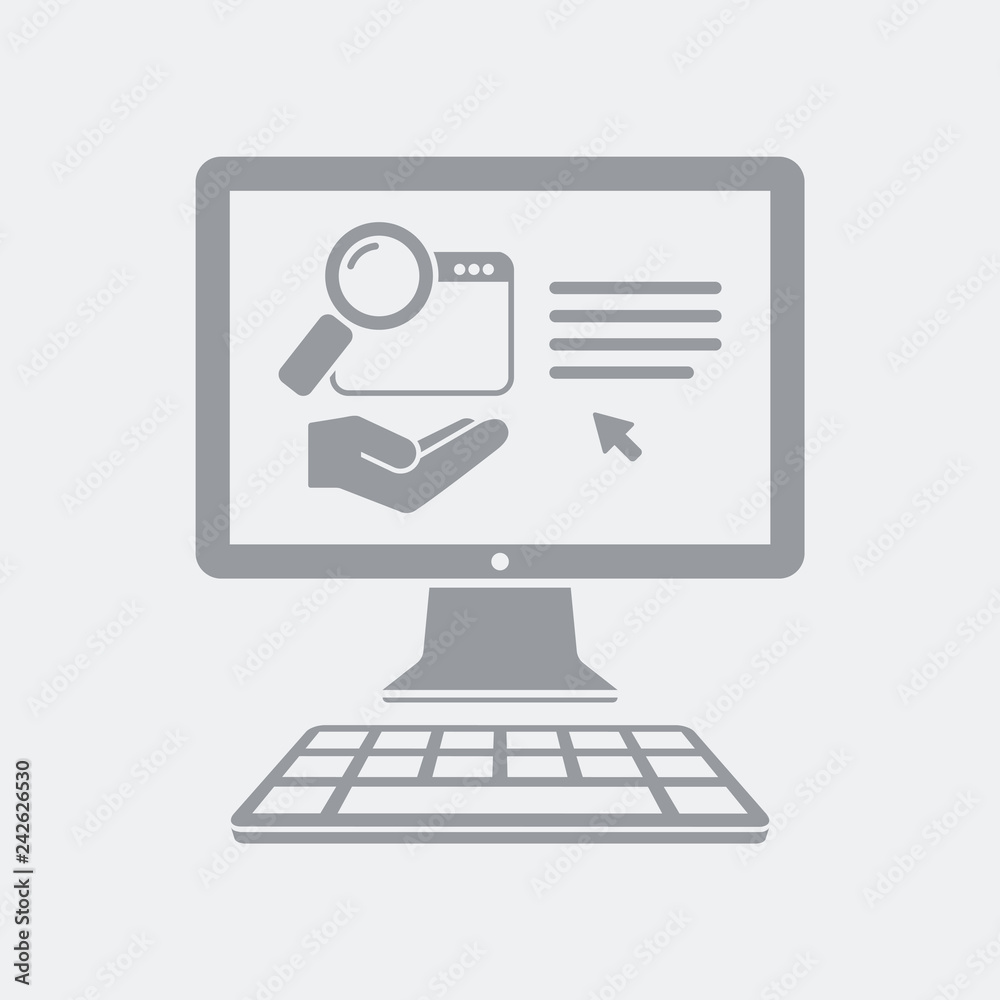 Research services online on computer desktop Research services online on computer desktop
