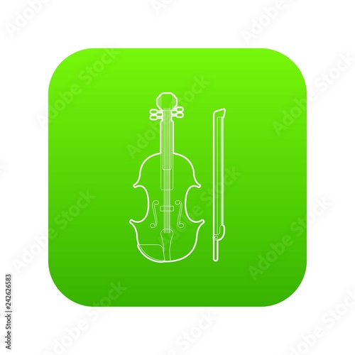 Contrabass icon green vector isolated on white background