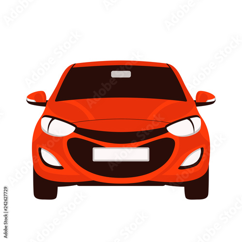 red  car, vector illustration, flat style, front  photo
