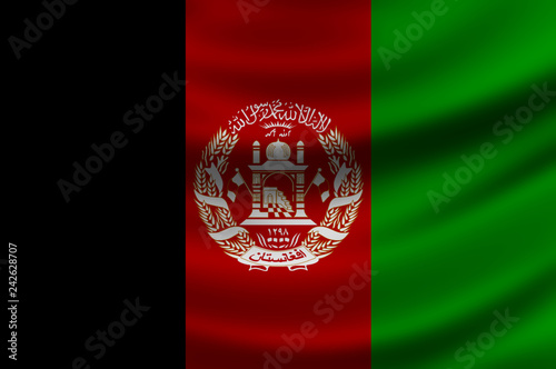 Flag of Afghanistan on the continent of Asia photo