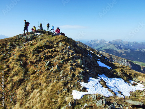 Rocky peak Brisi in the Churfirsten Mountain Range - Canton of St. Gallen, Switzerland photo