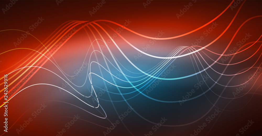 Neon lines wave background. Abstract composition Neon lines wave background. Abstract composition