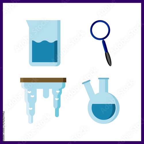 4 transparent icon. Vector illustration transparent set. icicle and retort icons for transparent works