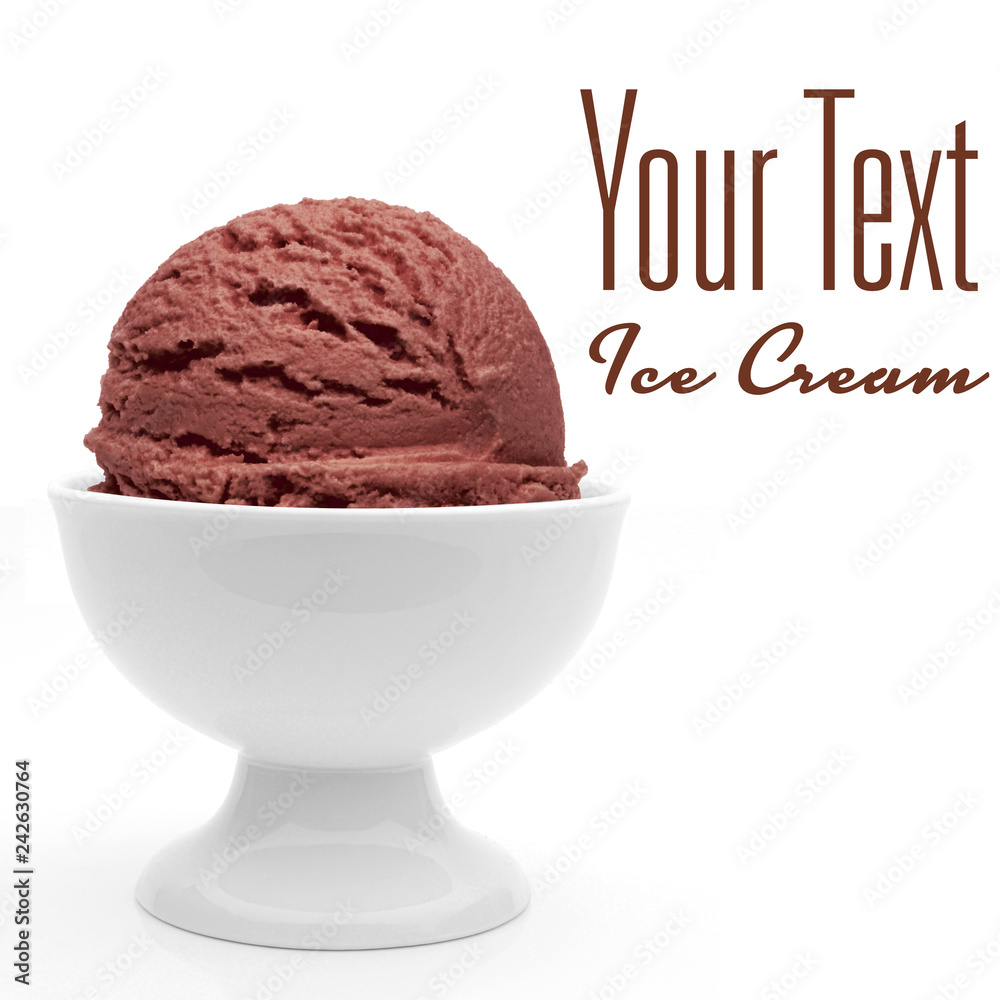 Chocolate ice cream scoop in bowl isolated on white background Chocolate ice cream scoop in bowl isolated on white background