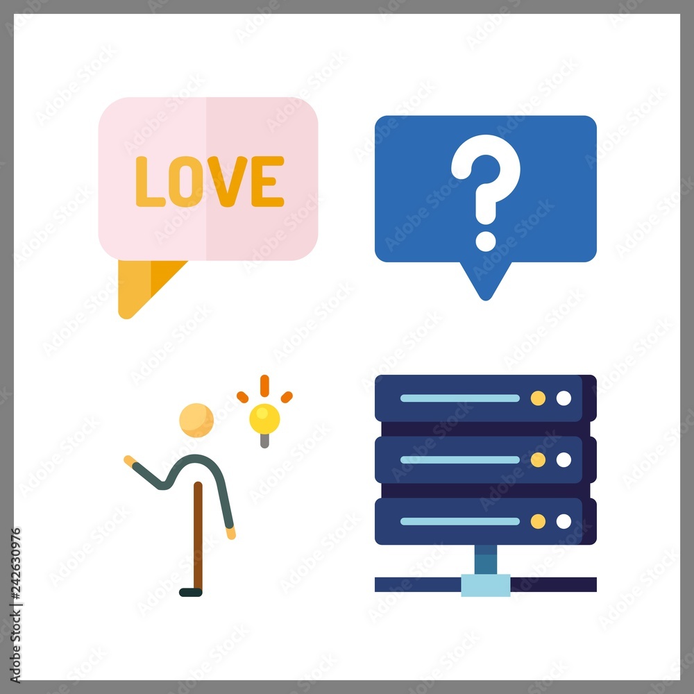 4 intelligence icon. Vector illustration intelligence set. chat and server icons for intelligence works 4 intelligence icon. Vector illustration intelligence set. chat and server icons for intelligence works