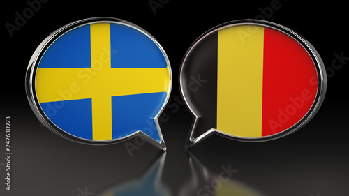 Free Download Sweden and Belgium flags with Speech Bubbles. 3D illustration - GFXLoad