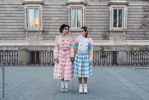 Street performers acting