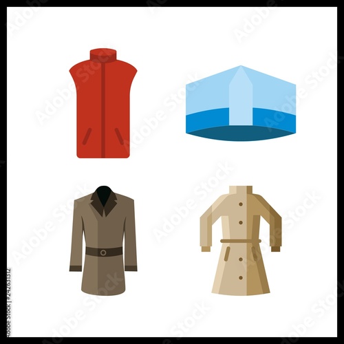 4 protective icon. Vector illustration protective set. doctor hat and coat icons for protective works