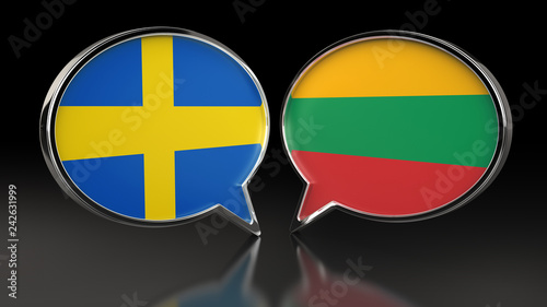 Free Download Serbia and Lithuania flags with Speech Bubbles. 3D illustration - GFXLoad