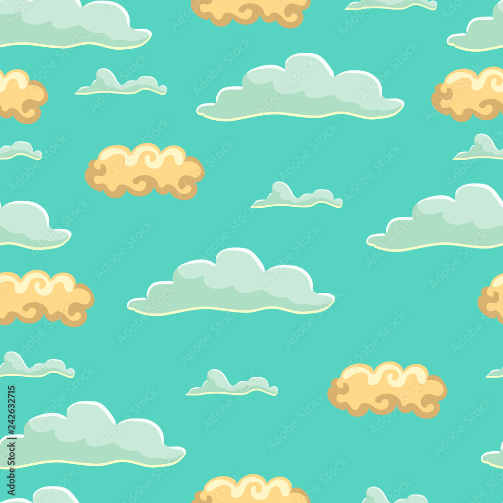 Seamless pattern with cartoon cute vector cloud Seamless pattern with cartoon cute vector cloud